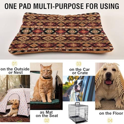Tribal Stripe Pattern Pet Bed Mat for Dogs and Cats, Soft Washable Crate Pad with Non-Slip Bottom, Cozy Bed Cushion for Small Medium Large Pets, 24x36 Inch - size: Medium