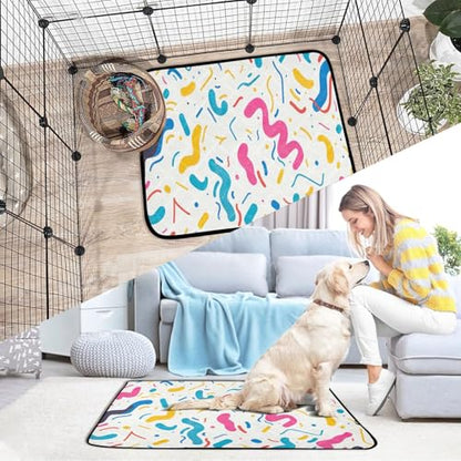 Qilmy Colorful Ribbons Pet Mat, Waterproof Reusable Dog Training Pad Anti-Slip Pet Creat Pad for Small Medium Large Dogs and Cats - size: Smallx3
