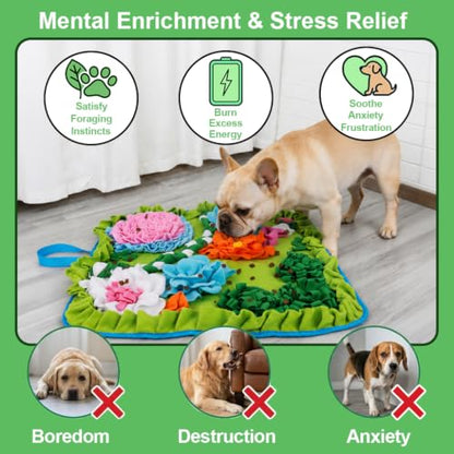 Vextronic Snuffle Mat for Dogs, Large Breed Slow Feeder Interactive Toy | 25x25-inch washable mat. Sparks natural foraging. Eases anxiety. Slows gulping at meals. Fits small to large pets. Lime. - color: Lime