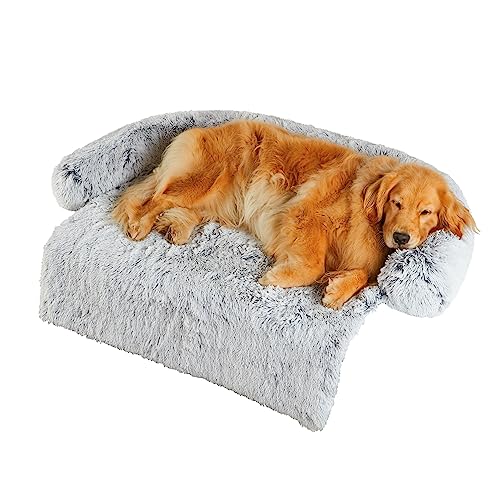Codi Large Calming Dog Bed for Couch – Anti-Anxiety Sofa Protector Mat for XL Dogs, 45''x37''x6'', Machine Washable, Fluffy & Cozy with Non-Slip Bottom, Light Grey - color: Light Grey, size: 45.0"L x 37.0"W x 6.0"Th