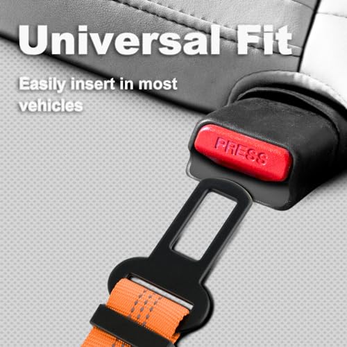 Plutus Pet Dog Seat Belt for Car, Adjustable Dog Car Harness with Carabiner Clip, Reflective Safety Dog Seatbelt Leash with Elastic Bungee, Orange - color: Orange