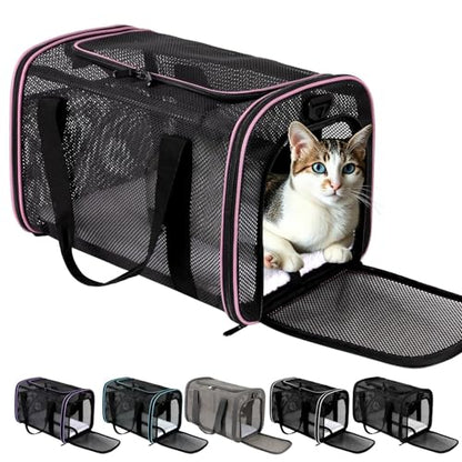 Cat Carrier, Soft-Sided Pet Carrier Bag, Breathable Mesh, Black (Pink, 20 * 13 * 13) - color: pink, size: 17.0"L x 11.0"W x 11.0"H
