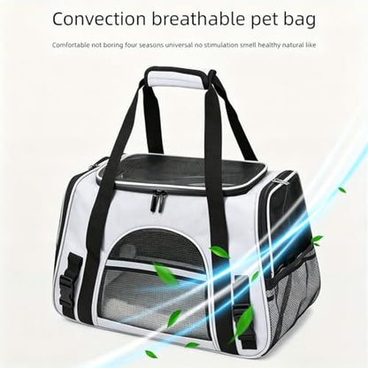 Cat Carrier Bag, Airline Approved Soft Carrier for Cats & Small Dogs | Airline approved pet carrier for pets under 15lb, breathable mesh with privacy cover, lightweight, foldable & washable - color: Black With Gray