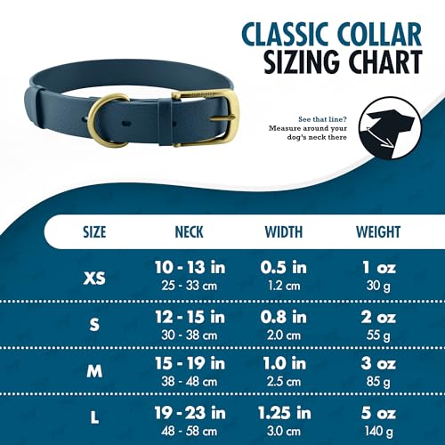 Tuff Pupper Classic Heavy Duty Dog Collar | 10x Stronger Than Leather | 100% Waterproof & Odor Proof Dog Collar | Tough Rust-Proof All Metal Hardware - color: Midnight Blue