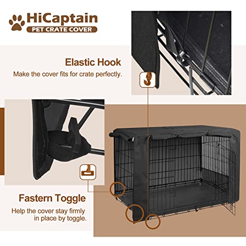 HiCaptain Breathable Dog Crate Cover 42 Inch, Durable Heavy Duty Kennel Cover, Dual Zippered Panels, Windproof Waterproof UV-Resistant(Black) - color: Black, size: 42.0"L x 28.0"W x 30.0"H