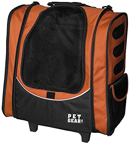 Pet Gear I-GO2 Roller Backpack, Travel Carrier, Car Seat for Cats/Dogs, Mesh Ventilation, Included Tether, Telescoping Handle, Storage Pouch, 2 Models, Available 12 Colors