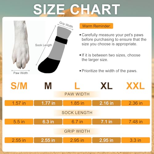 BEAUTYZOO Anti Slip Dog Socks Boots, Dog Shoes for Hot/Cold Pavement Snow Rain Days,Waterproof Grip Dog Booties Paw Protector for Hardwood Floor, Prevent Licking for Small Medium Large Senior Old Dogs - size: XX-Large