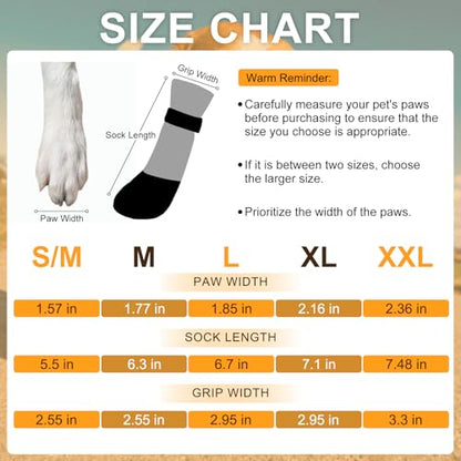 BEAUTYZOO Anti Slip Dog Socks Boots, Dog Shoes for Hot/Cold Pavement Snow Rain Days,Waterproof Grip Dog Booties Paw Protector for Hardwood Floor, Prevent Licking for Small Medium Large Senior Old Dogs - size: XX-Large