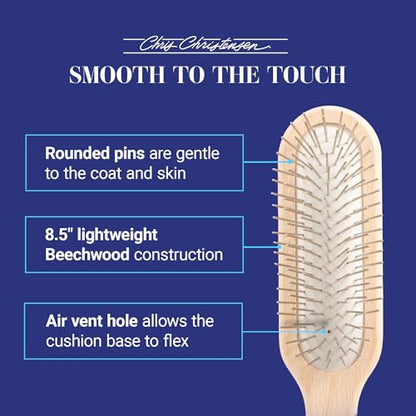 Chris Christensen 20 mm Oblong Pin Dog Brush, Original Series, Groom Like a Professional, Stainless Steel Pins, Lightweight Beech Wood Body, Ground and Polished Tips - size: 20mm