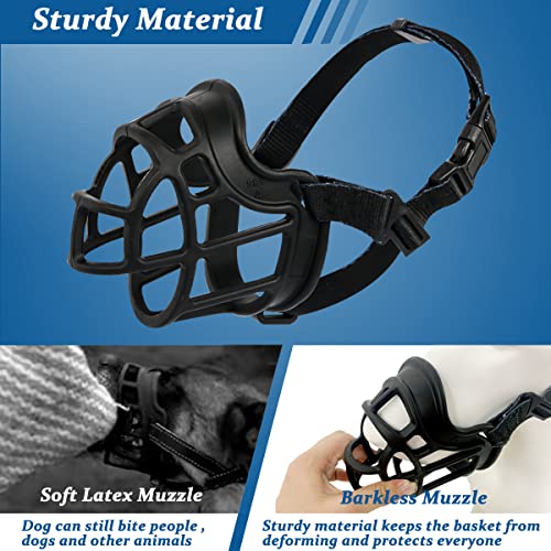 BARKLESS Dog Muzzle, Basket Muzzle Anti Biting Chewing, Sturdy Lightweight Cage Mouth Cover for Small Medium Large Sized Dogs, Allows Panting Drinking, Suitable for Grooming Trimming Training - size: 1 (Snout 6¼-7½")