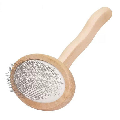Dog Pin Brush, Airbag Pet Grooming Wooden Comb, Stainless Steel Round Pin Comb, Wooden Handle, Removes Shedding, Tangled Dead Hair, Suitable for Long-haired or Short-haired Cats and Dogs(Large)