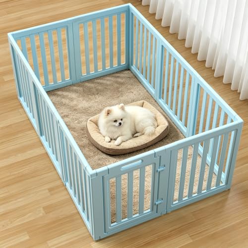 Dog Playpen, Clear Dog Pen, Dog Pen Indoor, Easy to Install and Remove Dog Play Pen, Puppy Playpen Suitable for Dogs, Cats,Dog Playpen Indoor (Blue, 23.6 inch Height, 10 Panels) - color: blue, size: 23.6"Height