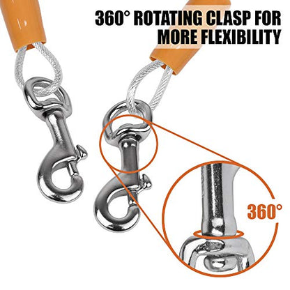 BV Dog Tie Out Cable 25 Feet - Heavy Duty Dog Lead up to 90 Pounds - Reflective & Rust-Free with Quick Release Swivel Clips & 360° Rotating Clasp - Tangle-Free Dogs Runner for Yard (Silver, Single) - color: 90lbs/ 25ft/ Silver, style: Single