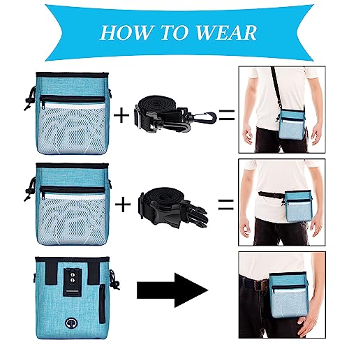 STMK Dog Treat Pouch Dog Clicker Training Kit, Dog Training Treat Pouch Dog Clicker for Training, 3 Ways to Wear Easily Carries Treat Pouches for Pet Training (Black and Light Blue) - color: Black and Light Blue