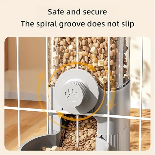 GPY Automatic Hanging Gravity Pet Feeder and Water Dispenser Set ，Automatic Rabbit Feeder and Dog Water Dispenser for Dogs Cats Pets Animals Large Capacity (Blue Water Feeder&Food Feeder) (Grey) - color: Grey