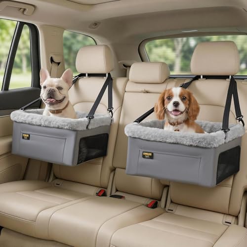 Conlun 2-Pack Dog Car Seat Boosters for Small Pets Under 20lbs, Portable Travel Puppy Car Seats with Internal Steel Frame, Comfort Cushions & Storage Pockets, Grey - color: Grey, size: 2 Pack-Small Dogs under 20lbs