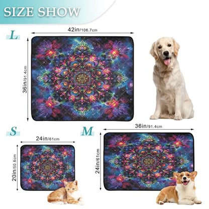 Qilmy Mandala Pet Mat, Waterproof Reusable Dog Training Pad Anti-Slip Pet Creat Pad for Small Medium Large Dogs and Cats - size: Smallx3