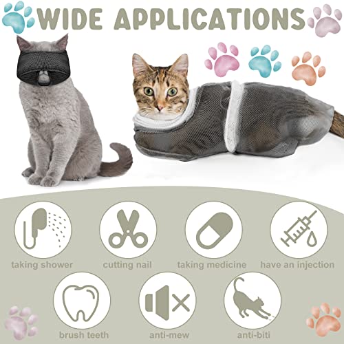 9 Pcs Cat Bathing Bag Set Cat Shower Bag Anti Bite and Scratch for Pet Grooming Washing Brush Comb Muzzle Nail Clipper Nail File Tick Tool(Blue, Gray) - color: Blue, Gray