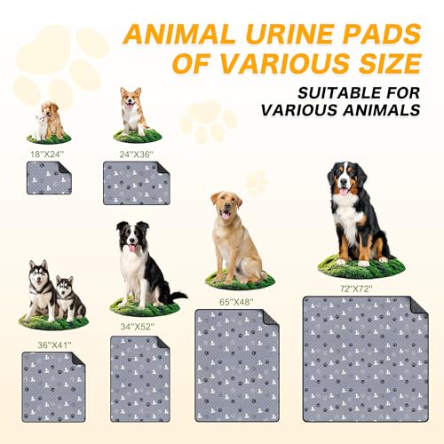 Washable Pee Pads for Dogs, 2 Pack Reusable Puppy Pads, Waterproof Pet Pee Pads for Dog Potty Training, Extra Large Dog Pee Pads for Crate, Playpen, and Whelping, Durable and Absorbent, Grey 32"x52"