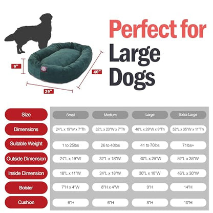 Majestic Pet 40 Inch Micro Velvet Calming Dog Bed Washable – Cozy Soft Round Dog Bed with Spine for Head Support - Fluffy Donut Puppy Mat 40x29x9 (inch) Large – Marine - color: Marine
