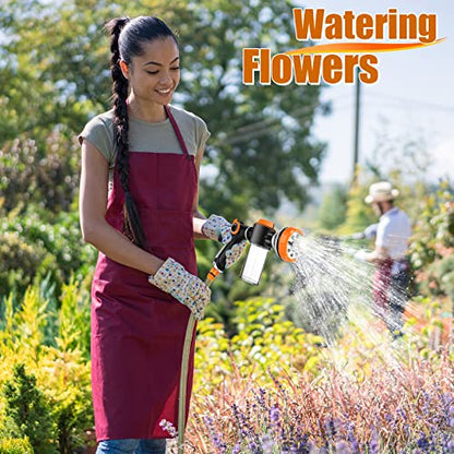 8 in 1 Garden Hose Nozzle Sprayer, Upgrade Dog Wash Hose Attachment with 3.5OZ/100CC Soap Dispenser Bottle and Dog Shower Brush, Ideal for Watering Flowers, Car Washing, Dog and Horse Bathing - color: Orange
