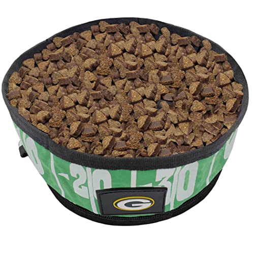 NFL Green Bay Packers Pets First Collapsible Dog Travel Bowl Set, 2 Pack Food and Water Bowls for Dogs, Best Portable & Lightweight Leak-Proof Dog Bowls for Travel - color: Green Bay Packers, style: 2 Pack