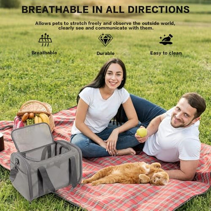Cat Carrier, Soft-Sided Pet Carrier Bag, Breathable Mesh, Black (Grey, 17 * 11 * 11) - color: grey, size: 17.0"L x 11.0"W x 11.0"H