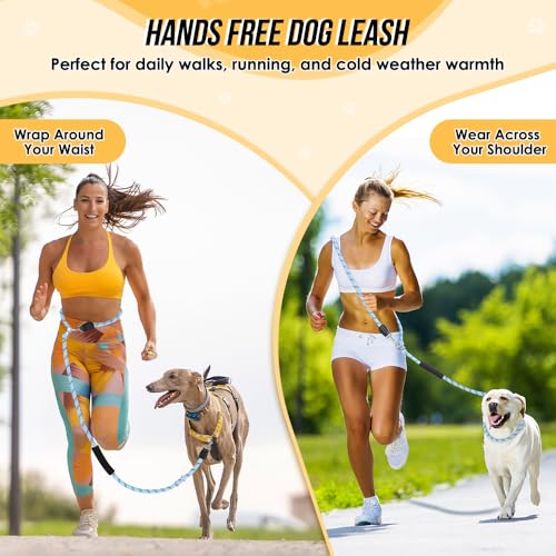 Lukovee Hands Free Dog Leash, 10FT Adjustable Training Lead 1/2 Inch Nylon Heavy Duty Lead No Pull for Large Medium Dogs, Tangle Free Reflective Waist-Leash for Walking Running, Blue - color: Blue
