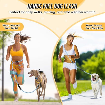 Lukovee Hands Free Dog Leash, 10FT Adjustable Training Lead 1/2 Inch Nylon Heavy Duty Lead No Pull for Large Medium Dogs, Tangle Free Reflective Waist-Leash for Walking Running, Blue - color: Blue