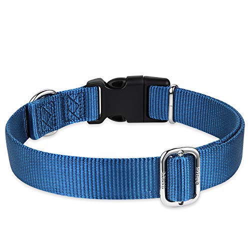 Hyhug Medium Dog Collar, Blue:Heavy-Duty Quick-Release Nylon Buckle, Adjustable & Durable, Cute Dog Collar (Medium, Classic Blue) - color: Classic Blue, size: Medium