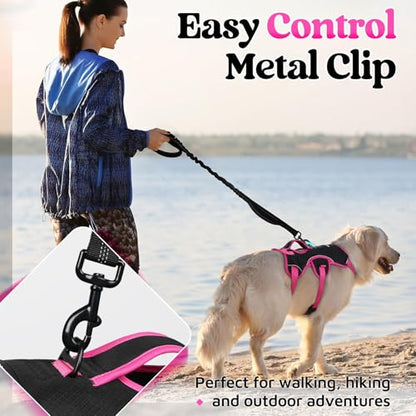 rabbitgoo Escape Proof Dog Harness Medium, Soft Padded Full Body Pet Harness, Reflective Adjustable No Pull Vest with Lift Handle and Leash Clip for Walking Hiking Training, Pink & Black, M - color: Pink & Black, size: Medium (Pack of 1)