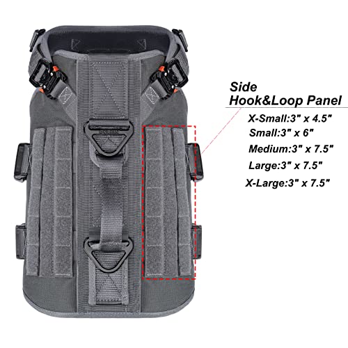 ICEFANG GN3 Tactical Dog Harness with 6X Buckle,Dog Molle Vest with Handle,3/4 Body Coverage,Hook and Loop Panel for ID Patch,No Pulling Front Clip (M (25"-31" Girth), Wolf Gray) - color: Wolf Gray, size: Medium (Pack of 1)