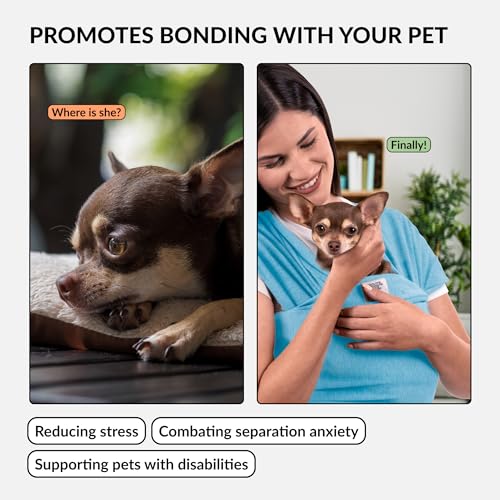 Cat Sling Carrier for Small Pets – Anti-Anxiety Cat Sling, Kitten Pouch – Pet Sling in Gray Black Blue Green Pink Yellow (Blue, Standard) - color: Blue, size: Standard