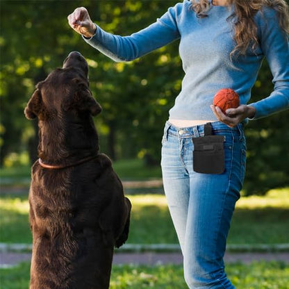 DONGKER Dog Treat Pouch,Auto Closure Pet Snack Reward Pouch with Waist Belt Clip for Pet Dog Travel Training Outdoor Use