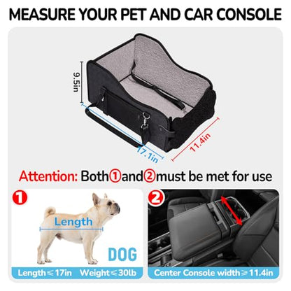 Center Console Dog Car Seat,Pet Puppy Middle Console Dog Car Seat for Small Dogs (Black, Large) - color: Black, size: Large