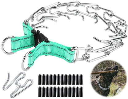 DEYACE Quick Release Dog Training Collar Adjustable Stainless Steel Collar for Small Medium Large Dog (Teal, S Neck Girth 11.2"-14.5") - color: Teal, size: S Neck Girth 11.2"-14.5"
