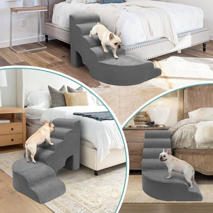 Dog Stairs for High Bed, Dogs Stairs for Small Dog, 6 Tiers Steps for Dogs to Get on Beds, 30 inches L Shape Pet Step Ramps for Old Cats, Injured Pets and Small Puppy