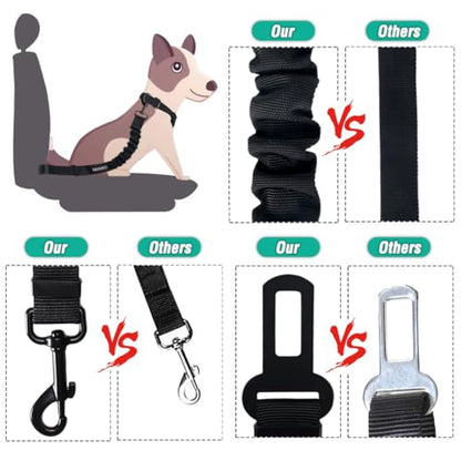 COOYOO Dog Seat Belt,Retractable Dog Car Harness Seat Belt for Car Adjustable Nylon Pet Safety Seat Belts Heavy Duty & Elastic Bungee Buffer - color: 08-Gray