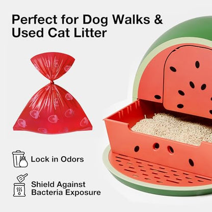 VETRESKA Strawberry Scented Dog Poop Bags, Leak Proof, Extra Thick and Large Pet Waste Bags for Dogs Walking and Cat Litter, 20 Refill Rolls, 300 Bags, Red - size: 1 Count (Pack of 300), style: Strawberry