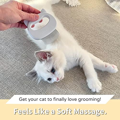 Leo's Paw The Original Pet Hair Removal Massaging Shell Comb Soft Deshedding Brush Grooming and Shedding Matted Fur Remover Dematting tool for Long and Short Hair Cat Dog Puppy Bunny (White) - color: White