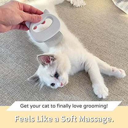 Leo's Paw The Original Pet Hair Removal Massaging Shell Comb Soft Deshedding Brush Grooming and Shedding Matted Fur Remover Dematting tool for Long and Short Hair Cat Dog Puppy Bunny (White) - color: White