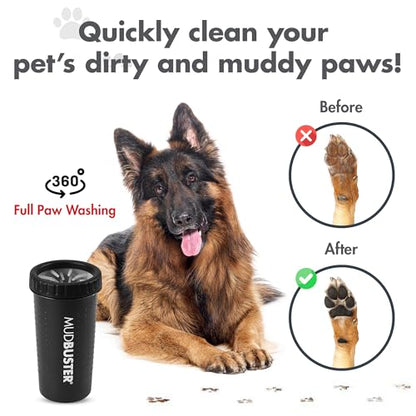 Dexas MudBuster Large Dog Paw Cleaner, Matte Black, Fits 2.5"-3.5" Wide Paws, Gentle Silicone Bristles for Quick, Easy Cleaning - color: Matte Black, size: Large without Lid