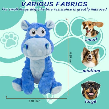 Squeaky Stuffed Dog Toys，Plush Hippo Shape Dog Toy， Indoor&Outdoor Playing Dog Toys to Keep Them Busy, Chew Toys for Large Medium Small Puppies - color: Blue