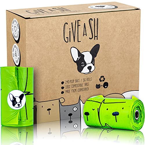 100% Certified Home Compostable Dog Poop Bags - 10% to Charity - ASTM D6400 & EN 13432 Compliant - 240 x Plant Based Compostable Poop Bags (16 Rolls) - size: 1 Count (Pack of 240)