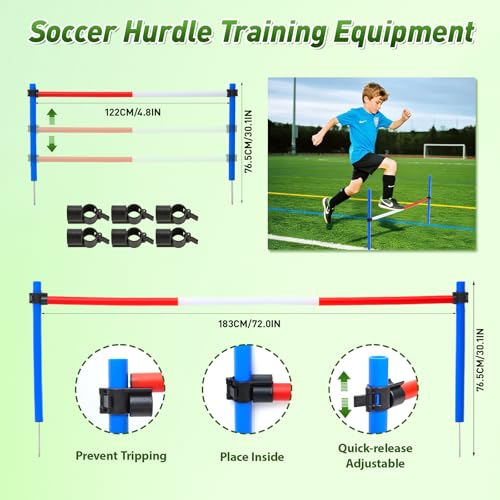 6 Pcs Pole Bending Poles for Horses,6FT Adjustable Equestrian Training Equipment for Horses,Agility Poles for Horses,Soccer & Dog,Red, White, Blue