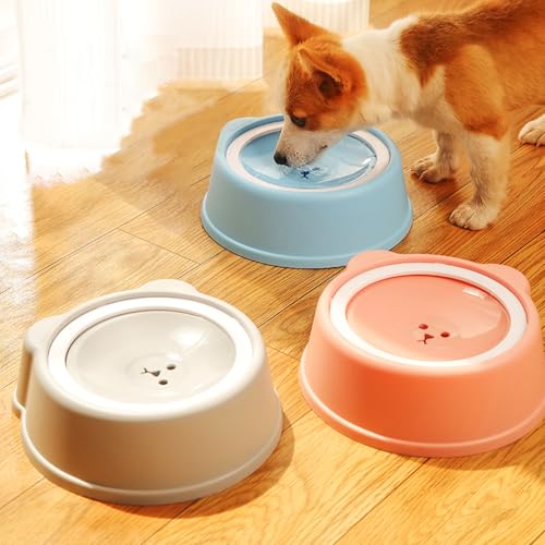 No-Spill Dog Water Bowl for Large Medium Small Dogs and Cats - Anti-Splash Pet Bowl with Floating Disk & Non-Skid Base, 34oz/1L Large Capacity (Blue) - color: blue