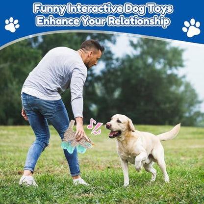 loncoldy Dog Toys, Interactive Dog Squeaky Toys, Tough Crinkle Stuffed Animal Chew Toy for Small, Medium, Large Breeds, Plush Toy to Keep Them Busy, Pet Toys for Dogs - color: lake blue