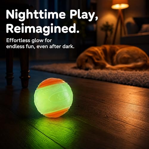 6Pcs Squeaky Glow in the Dark Dog Balls, Durable Rubber Glow Balls for Dogs, High Bounce Interactive Dog Glow Ball, 2.5Inch Universal Size for All Dogs—Indoor Outdoor Light Up Ball (Glow in the Dark)