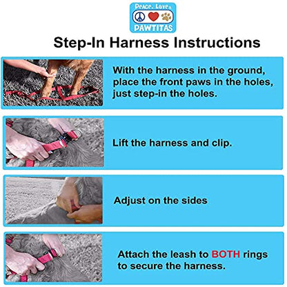 Pawtitas Reflective Step-in Dog Harness – Adjustable No-Pull Vest for Puppies to Seniors, Safe & Comfortable, L Blue