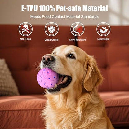 Interactive Dog Ball Toy, Smart Dog Toy for Medium and Large Dogs, Automatic Moving Rotating & Bouncing Ball, Durable E-TPU Material, IP54 Waterproof, Motion-Activated Dog Toy for Active Dogs - color: Pink